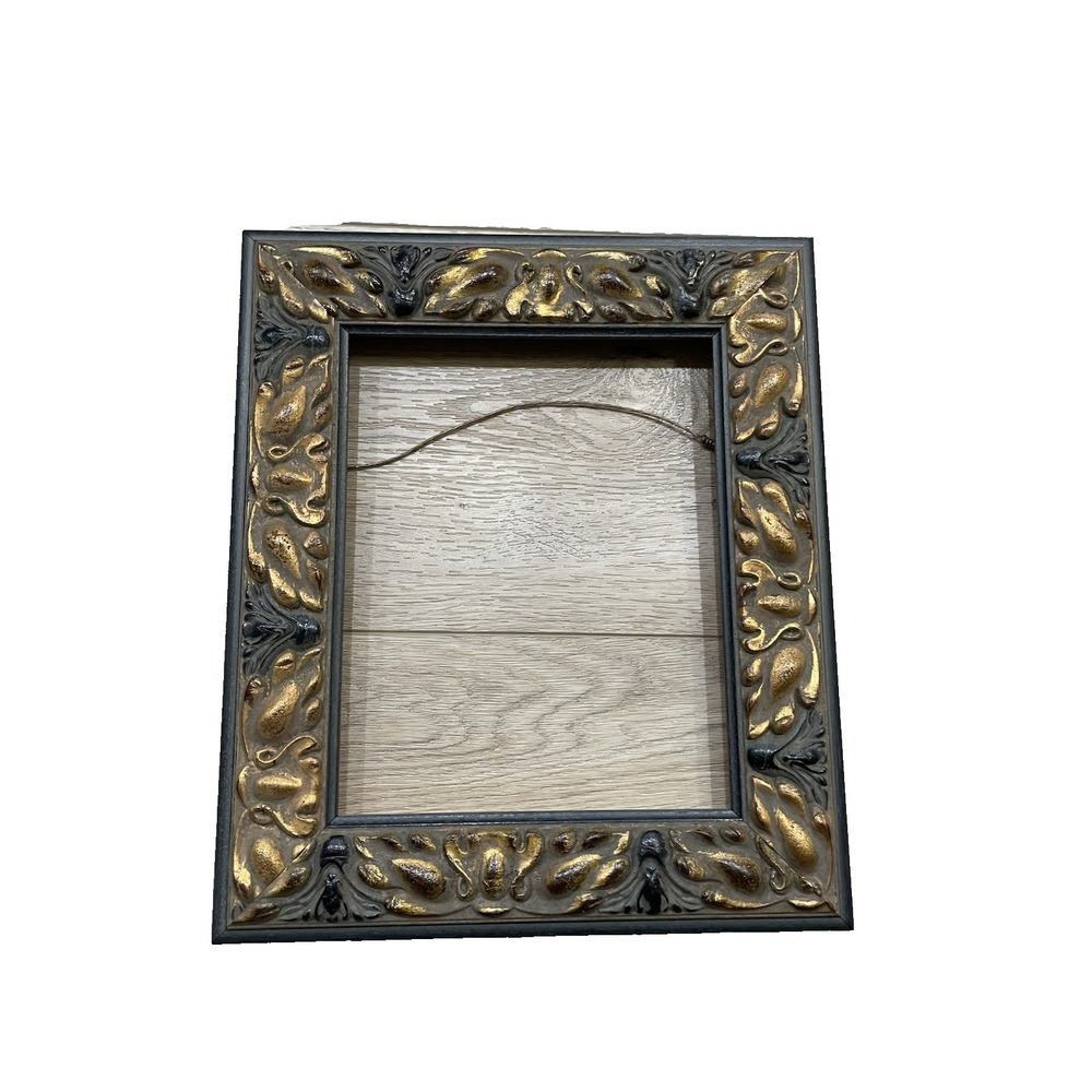 Vtg Ornate Picture Frame 12x14 Bronze Blk Gold Gilt Wood‎ Frame Fits 8 x 10 Art